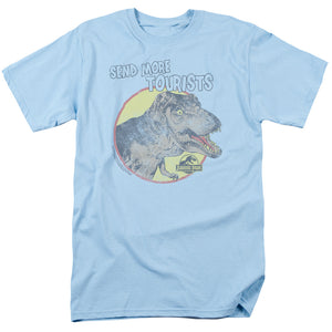 AN OFFCIALLY LICENSED JURASSIC PARK MORE TOURIST MEN'S REGULAR FIT T-SHIRT LIGHT BLUE