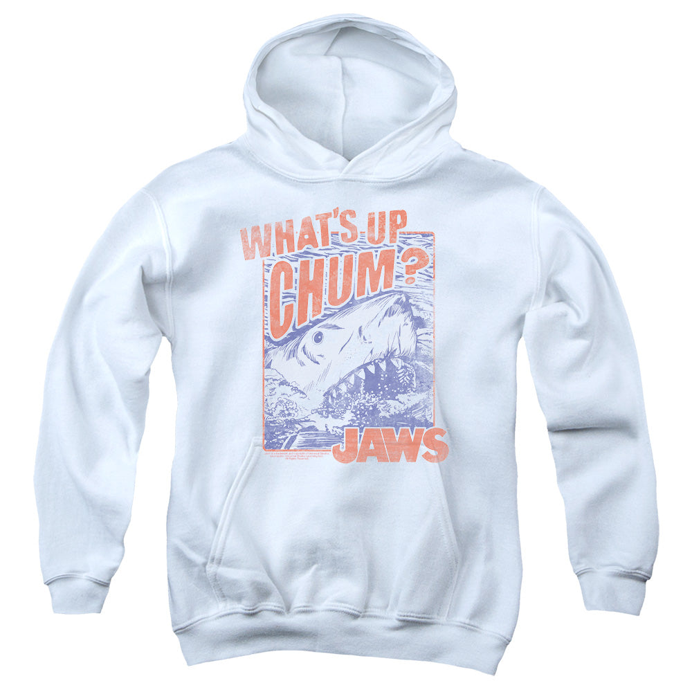 AN OFFCIALLY LICENSED JAWS CHUM YOUTH HOODIE WHITE