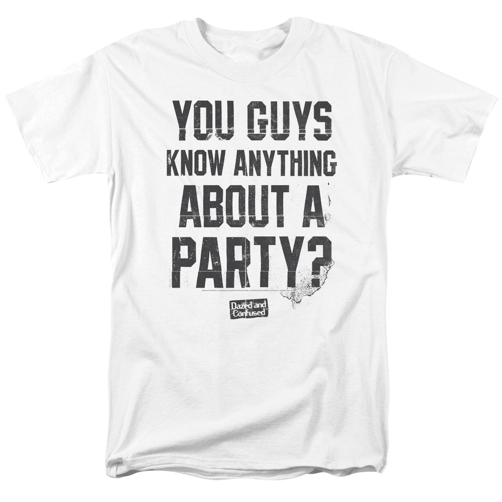 AN OFFCIALLY LICENSED DAZED AND CONFUSED PARTY TIME MEN'S REGULAR FIT T-SHIRT WHITE