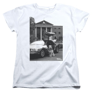 AN OFFCIALLY LICENSED BACK TO THE FUTURE II EINSTEIN WOMEN'S REGULAR FIT T-SHIRT WHITE