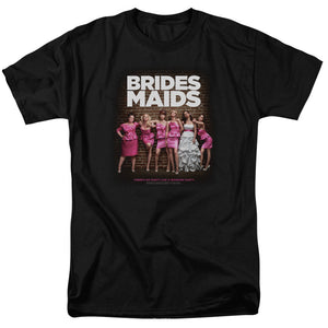 AN OFFCIALLY LICENSED BRIDESMAIDS POSTER MEN'S REGULAR FIT T-SHIRT BLACK