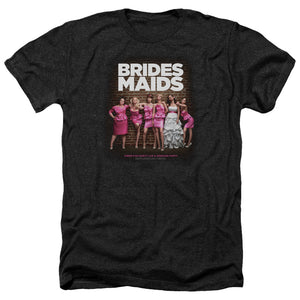 AN OFFCIALLY LICENSED BRIDESMAIDS POSTER MEN'S HEATHER T-SHIRT CHARCOAL