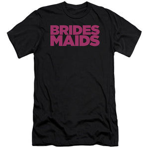 AN OFFCIALLY LICENSED BRIDESMAIDS LOGO MEN'S PREMIUM SLIM FIT T-SHIRT BLACK