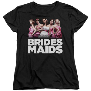 AN OFFCIALLY LICENSED BRIDESMAIDS MAIDS WOMEN'S REGULAR FIT T-SHIRT BLACK