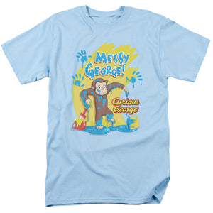 AN OFFCIALLY LICENSED CURIOUS GEORGE MESSY GEORGE MEN'S REGULAR FIT T-SHIRT LIGHT BLUE
