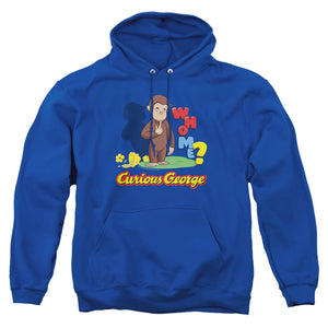 AN OFFCIALLY LICENSED CURIOUS GEORGE WHO ME ADULT UNISEX PULLOVER HOODIE ROYAL