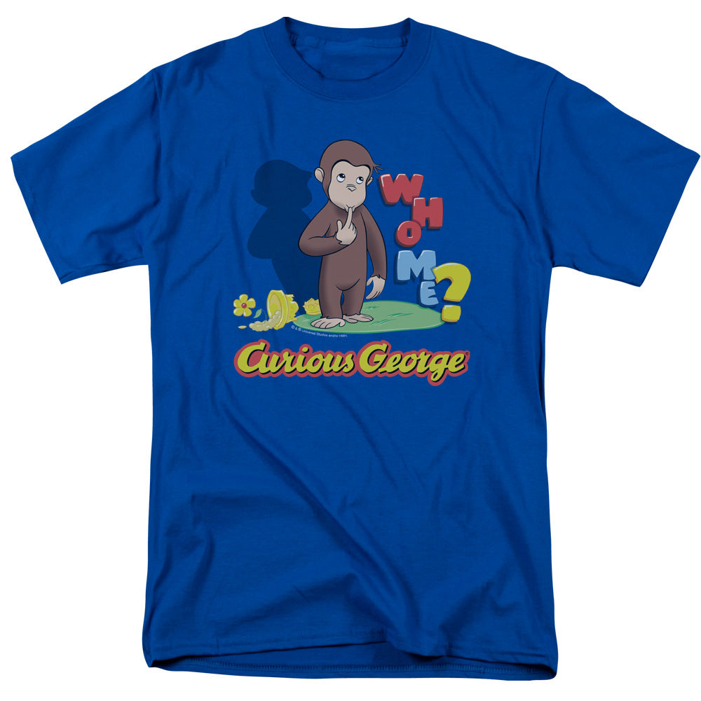 AN OFFCIALLY LICENSED CURIOUS GEORGE WHO ME MEN'S REGULAR FIT T-SHIRT ROYAL