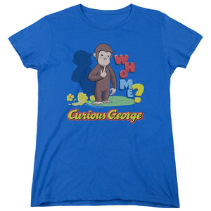 AN OFFCIALLY LICENSED CURIOUS GEORGE WHO ME WOMEN'S REGULAR FIT T-SHIRT ROYAL