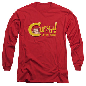 AN OFFCIALLY LICENSED CURIOUS GEORGE CURIOUS MEN'S LONG SLEEVE T-SHIRT RED