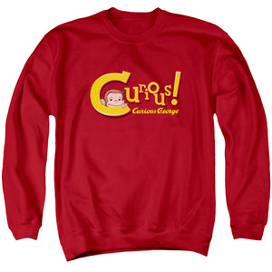 AN OFFCIALLY LICENSED CURIOUS GEORGE CURIOUS ADULT UNISEX CREWNECK SWEATSHIRT RED