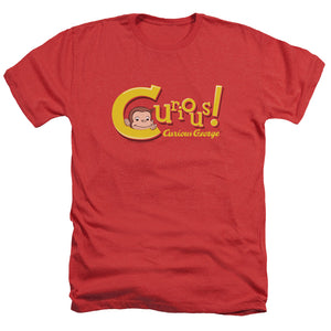 AN OFFCIALLY LICENSED CURIOUS GEORGE CURIOUS MEN'S HEATHER T-SHIRT RED
