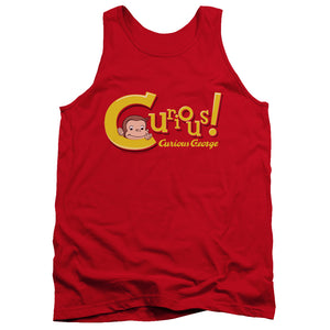 AN OFFCIALLY LICENSED CURIOUS GEORGE CURIOUS ADULT UNISEX TANK TOP RED
