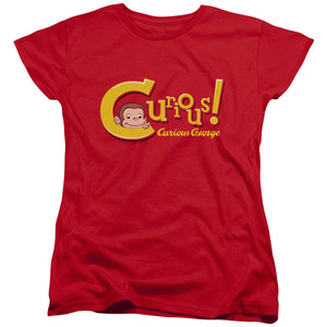 AN OFFCIALLY LICENSED CURIOUS GEORGE CURIOUS WOMEN'S REGULAR FIT T-SHIRT RED
