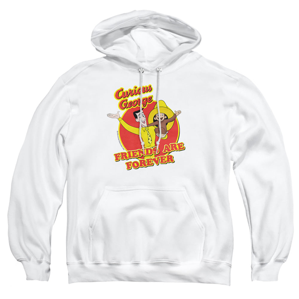 AN OFFCIALLY LICENSED CURIOUS GEORGE FRIENDS ADULT UNISEX PULLOVER HOODIE WHITE
