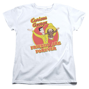 AN OFFCIALLY LICENSED CURIOUS GEORGE FRIENDS WOMEN'S REGULAR FIT T-SHIRT WHITE