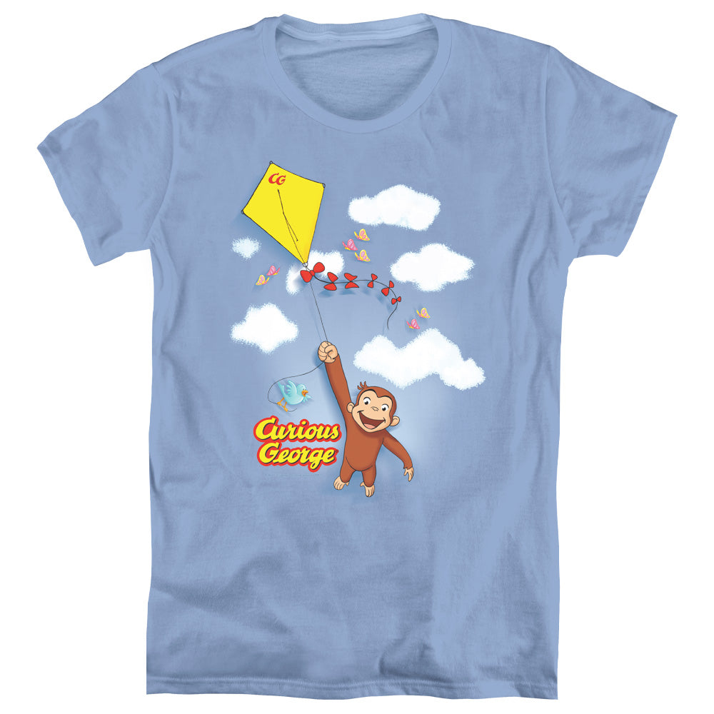AN OFFCIALLY LICENSED CURIOUS GEORGE FLIGHT WOMEN'S REGULAR FIT T-SHIRT CAROLINA BLUE