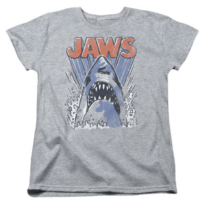 AN OFFCIALLY LICENSED JAWS COMIC SPLASH WOMEN'S REGULAR FIT T-SHIRT ATHLETIC HEATHER