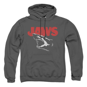 AN OFFCIALLY LICENSED JAWS CRACKED JAW ADULT UNISEX PULLOVER HOODIE CHARCOAL