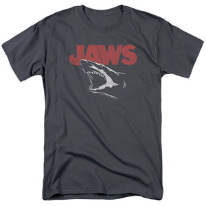 AN OFFCIALLY LICENSED JAWS CRACKED JAW MEN'S REGULAR FIT T-SHIRT CHARCOAL