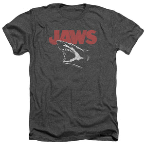 AN OFFCIALLY LICENSED JAWS CRACKED JAW MEN'S HEATHER T-SHIRT CHARCOAL