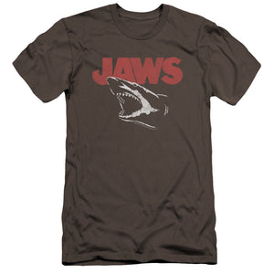 AN OFFCIALLY LICENSED JAWS CRACKED JAW MEN'S PREMIUM SLIM FIT T-SHIRT CHARCOAL