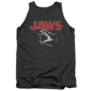AN OFFCIALLY LICENSED JAWS CRACKED JAW ADULT UNISEX TANK TOP CHARCOAL