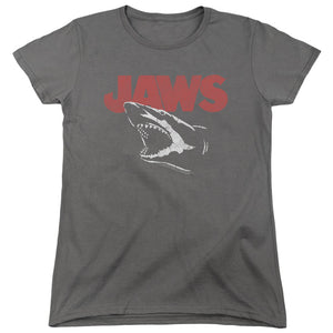 AN OFFCIALLY LICENSED JAWS CRACKED JAW WOMEN'S REGULAR FIT T-SHIRT CHARCOAL