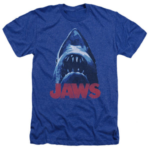 AN OFFCIALLY LICENSED JAWS FROM BELOW MEN'S HEATHER T-SHIRT ROYAL