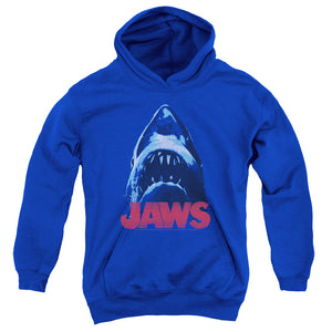 AN OFFCIALLY LICENSED JAWS FROM BELOW YOUTH HOODIE ROYAL