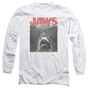 AN OFFCIALLY LICENSED JAWS CLASSIC FEAR MEN'S LONG SLEEVE T-SHIRT WHITE