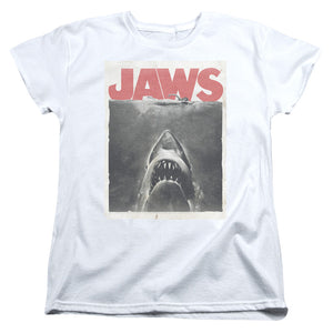 AN OFFCIALLY LICENSED JAWS CLASSIC FEAR WOMEN'S REGULAR FIT T-SHIRT WHITE