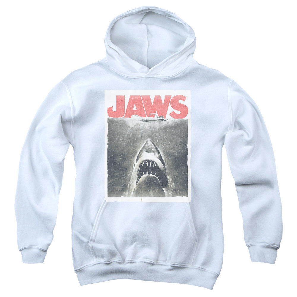 AN OFFCIALLY LICENSED JAWS CLASSIC FEAR YOUTH HOODIE WHITE