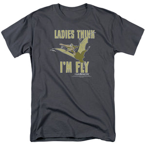 AN OFFCIALLY LICENSED LAND BEFORE TIME IM FLY MEN'S REGULAR FIT T-SHIRT CHARCOAL