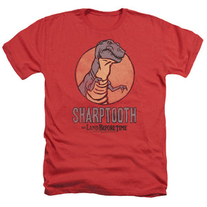 AN OFFCIALLY LICENSED LAND BEFORE TIME SHARPTOOTH MEN'S HEATHER T-SHIRT RED