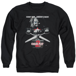 AN OFFCIALLY LICENSED CHILDS PLAY 2 JACK POSTER ADULT UNISEX CREWNECK SWEATSHIRT BLACK