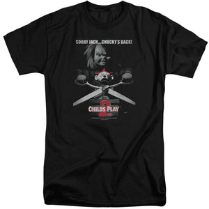 AN OFFCIALLY LICENSED CHILDS PLAY 2 JACK POSTER MEN'S TALL FIT T-SHIRT BLACK