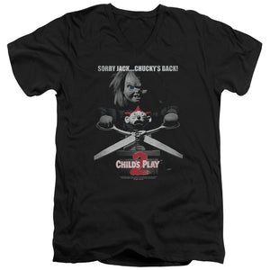 AN OFFCIALLY LICENSED CHILDS PLAY 2 JACK POSTER MEN'S V-NECK T-SHIRT BLACK