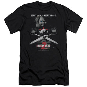 AN OFFCIALLY LICENSED CHILDS PLAY 2 JACK POSTER MEN'S PREMIUM SLIM FIT T-SHIRT BLACK