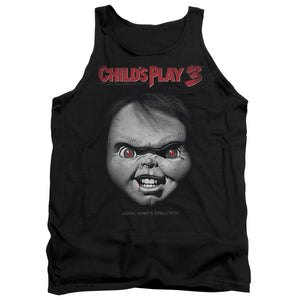 AN OFFCIALLY LICENSED CHILDS PLAY 3 FACE POSTER ADULT UNISEX TANK TOP BLACK