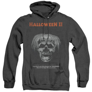 AN OFFCIALLY LICENSED HALLOWEEN II PUMPKIN POSTER ADULT UNISEX HEATHER PULLOVER HOODIE BLACK