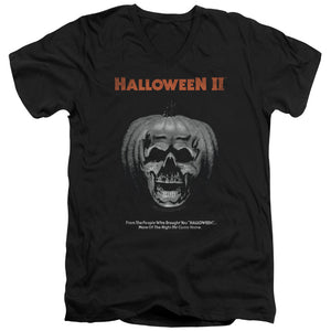 AN OFFCIALLY LICENSED HALLOWEEN II PUMPKIN POSTER MEN'S V-NECK T-SHIRT BLACK