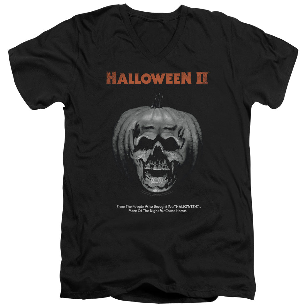 AN OFFCIALLY LICENSED HALLOWEEN II PUMPKIN POSTER MEN'S V-NECK T-SHIRT BLACK