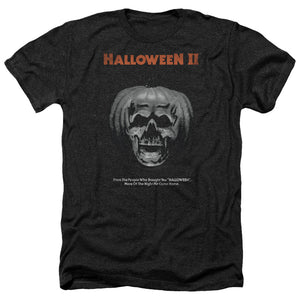 AN OFFCIALLY LICENSED HALLOWEEN II PUMPKIN POSTER MEN'S HEATHER T-SHIRT CHARCOAL
