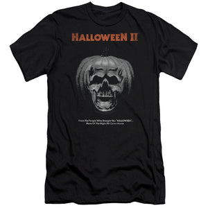AN OFFCIALLY LICENSED HALLOWEEN II PUMPKIN POSTER MEN'S PREMIUM SLIM FIT T-SHIRT BLACK