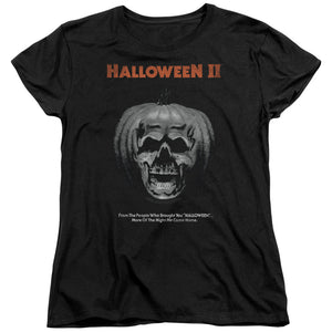 AN OFFCIALLY LICENSED HALLOWEEN II PUMPKIN POSTER WOMEN'S REGULAR FIT T-SHIRT BLACK