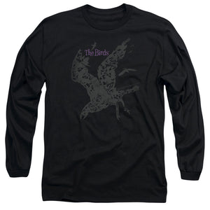 AN OFFCIALLY LICENSED BIRDS POSTER MEN'S LONG SLEEVE T-SHIRT BLACK