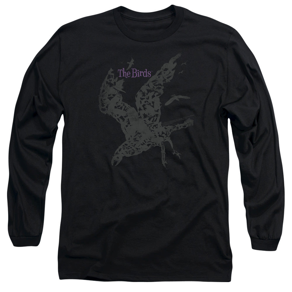 AN OFFCIALLY LICENSED BIRDS POSTER MEN'S LONG SLEEVE T-SHIRT BLACK