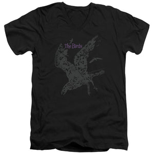 AN OFFCIALLY LICENSED BIRDS POSTER MEN'S V-NECK T-SHIRT BLACK