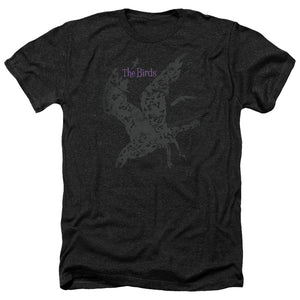 AN OFFCIALLY LICENSED BIRDS POSTER MEN'S HEATHER T-SHIRT CHARCOAL