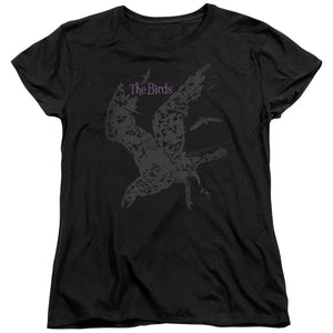 AN OFFCIALLY LICENSED BIRDS POSTER WOMEN'S REGULAR FIT T-SHIRT BLACK